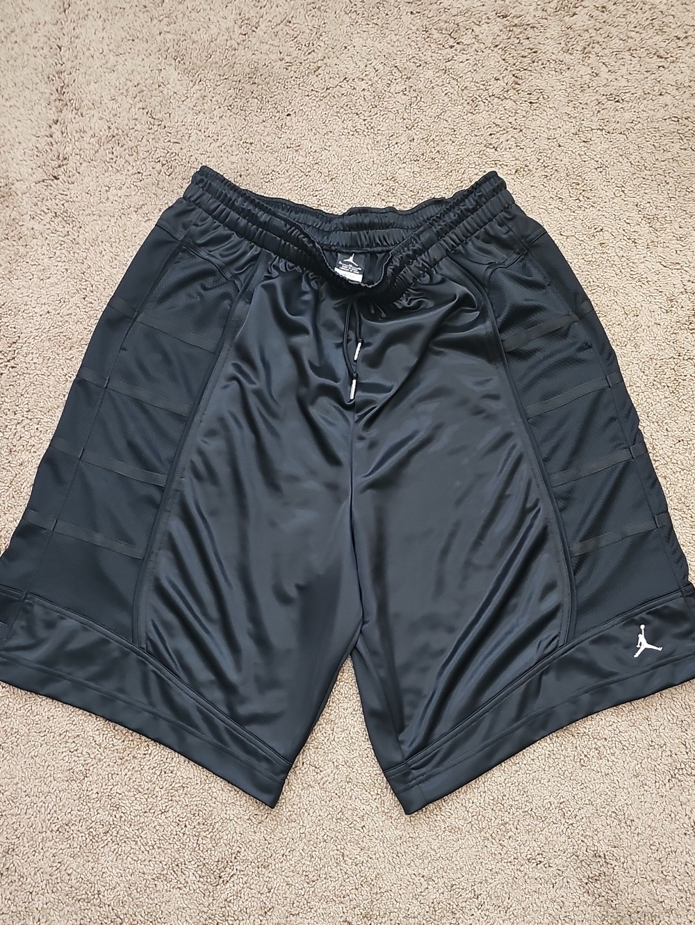Jordan Black Men's Athletic Basketball Shorts with White Jumpman NWOT